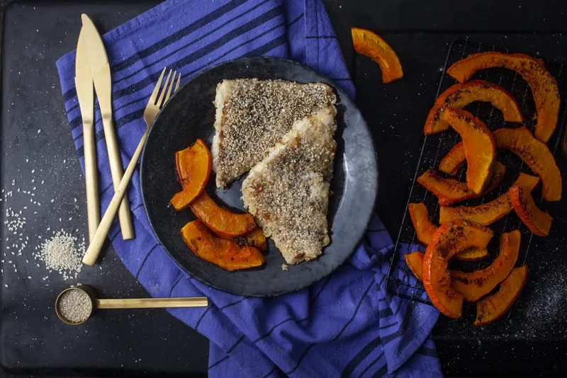 Paneret torsk med hokkaidofritter - Ketoliv