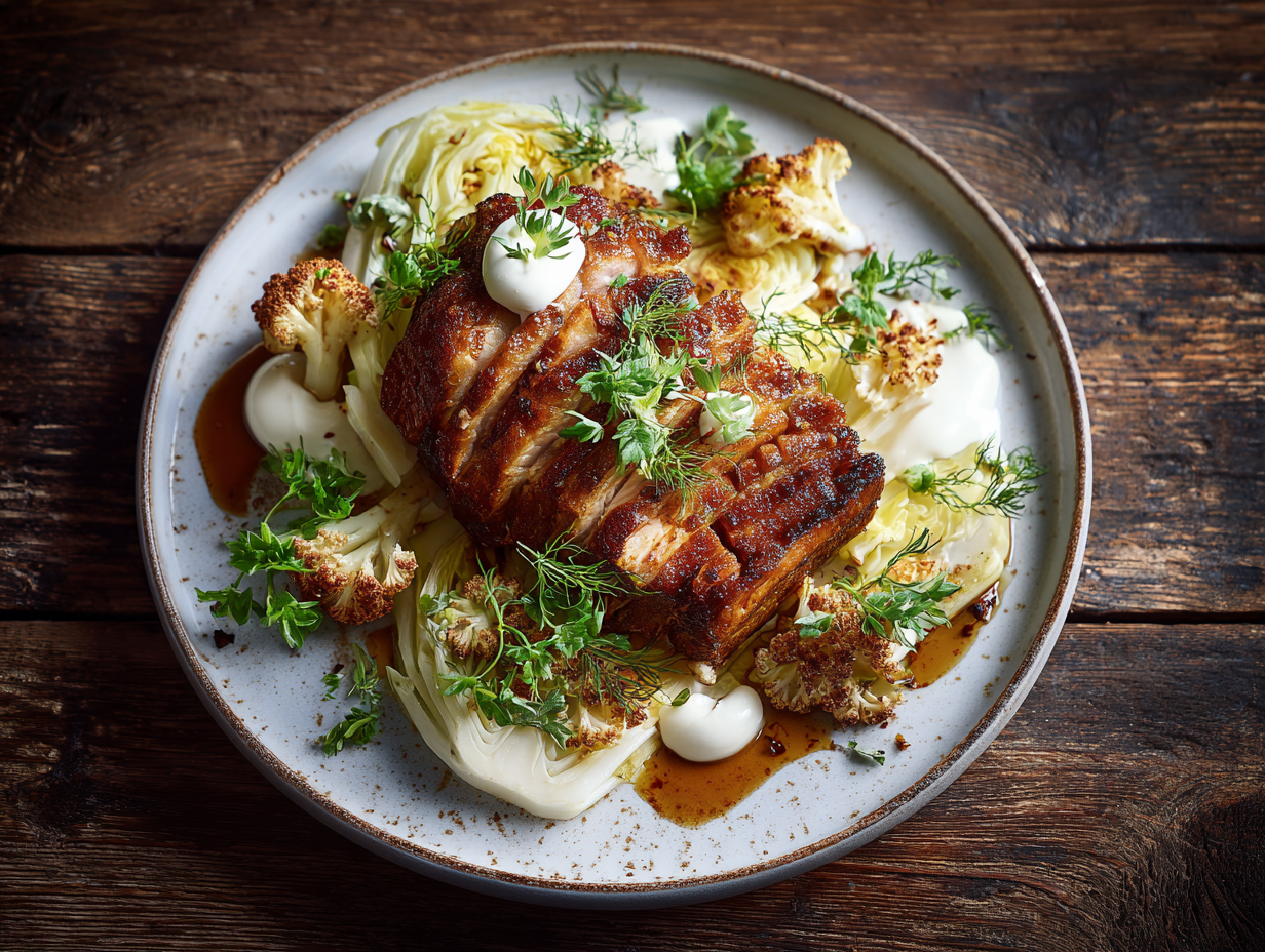 Keto flæskesteg med sprødt svær og peberrodscreme - Functional Foods