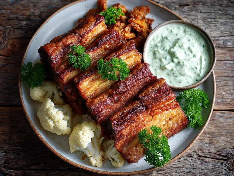 Keto stegt flæsk med persillecreme og blomkål - Functional Foods