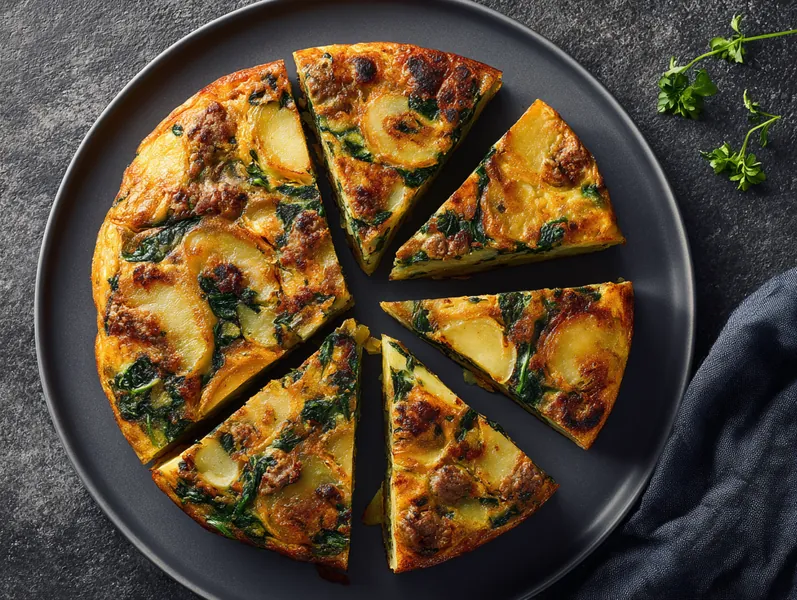 Kartoffeltortilla med spinat og pølse - Functional Foods