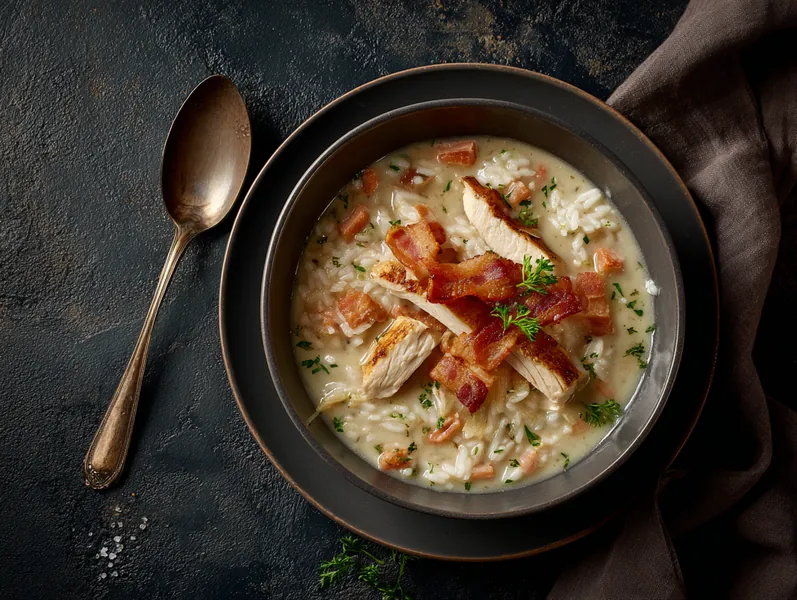 Børnevenlig kyllingesuppe med ris og bacon - Functional Foods