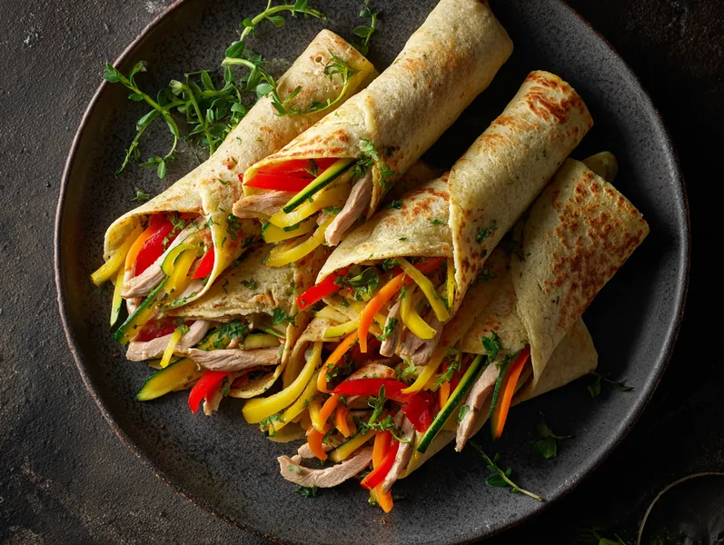 Æggewraps med grøntsager og magert kalkun - Functional Foods