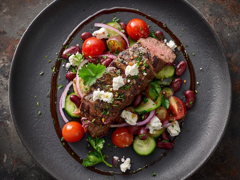 Grillet oksemørbrad med proteinrig bønnesalat - Functional Foods