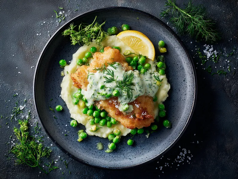 Dampet rødspætte med blomkålsmos og ærter - Functional Foods