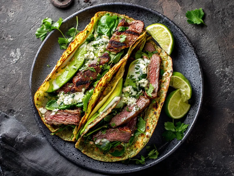 Blomkålswraps med fyld af svinekød, avocado og spinat - Functional Foods