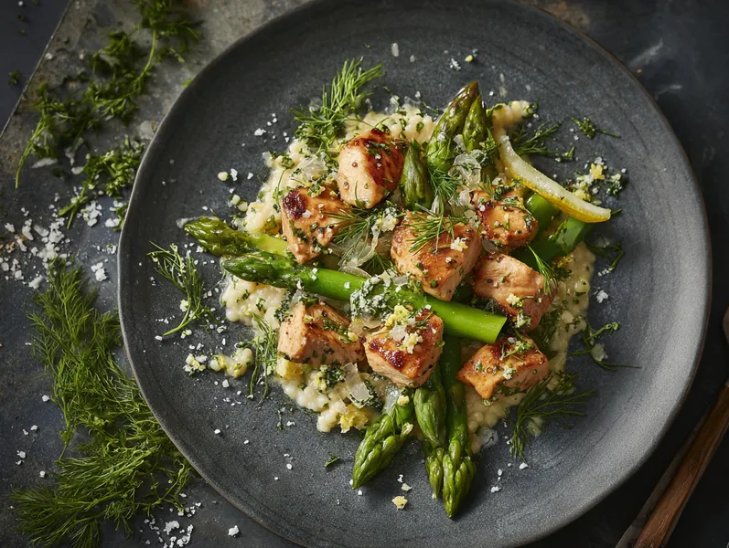 Nordisk perlespeltotto med kalkun og grønne asparges - Functional Foods