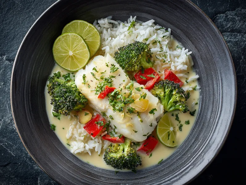 Mild kokosfisk med ingefær og jasminris - Functional Foods