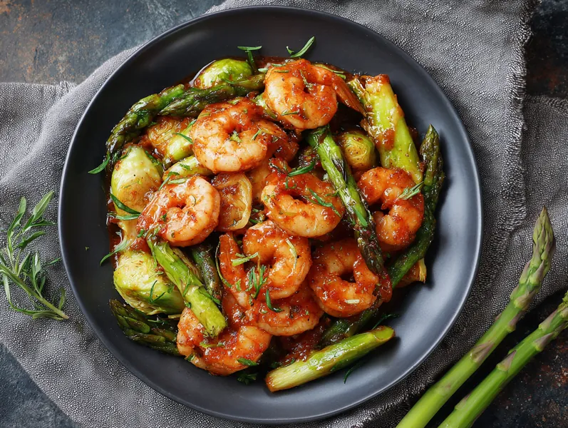 Eksotisk karry rejegryde med rosenkål og asparges - Functional Foods