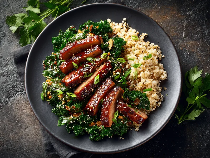 Ingefær-sesam svinekød med grønne grøntsager - Functional Foods