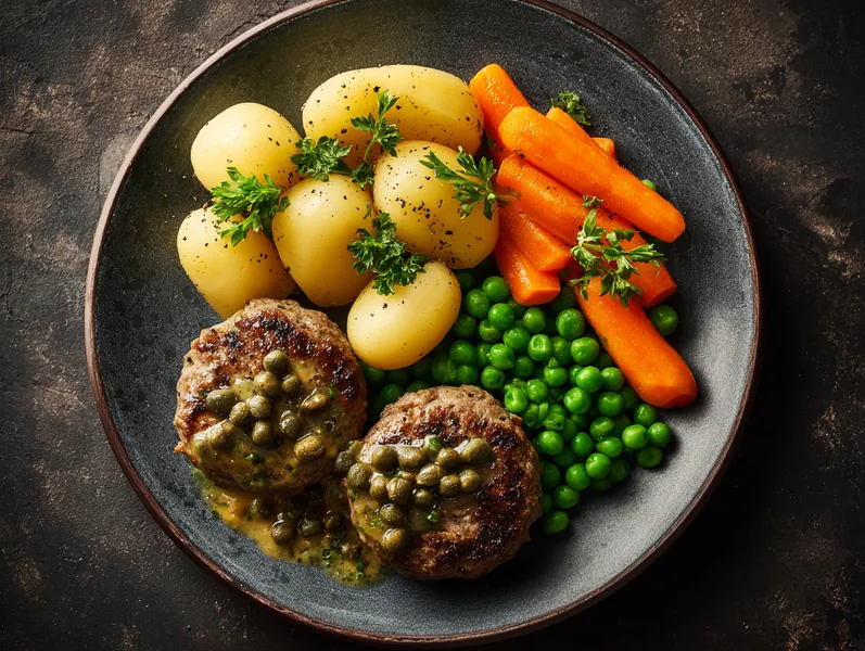 Frikadeller med kaperssovs og kogte kartofler - Functional Foods