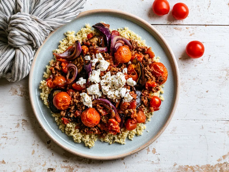 Middelhavsgryde med hakket oksekød og bulgur - Functional Foods