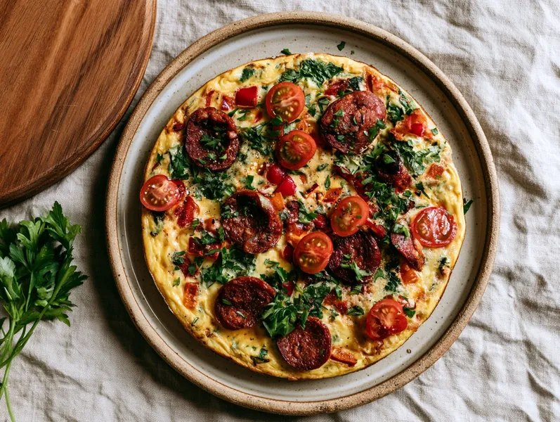 Æggekage med chorizo og peberfrugt - Functional Foods