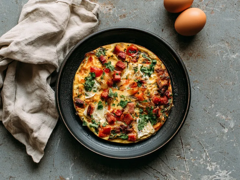 Keto-frittata med skinke og brie - Functional Foods