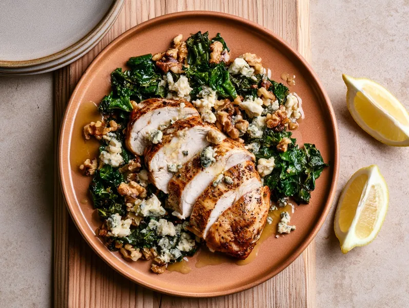 Keto bowl med kylling, blåskimmelost og grønkål - Functional Foods