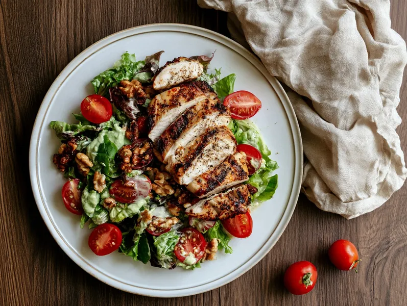 Keto-salat med grillet kylling og avocadodressing - Functional Foods