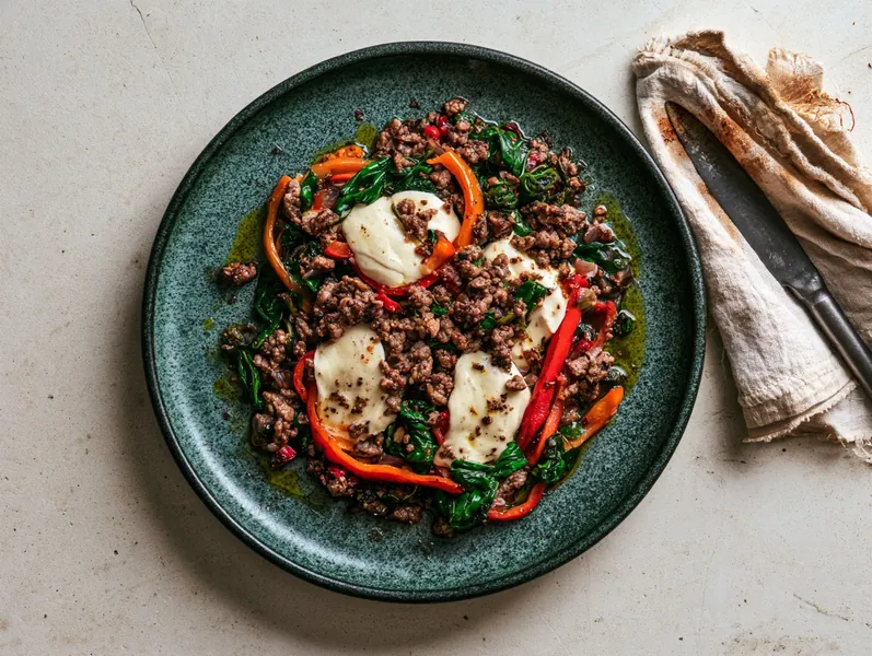 Keto bowl med hakket oksekød og mozzarella - Functional Foods