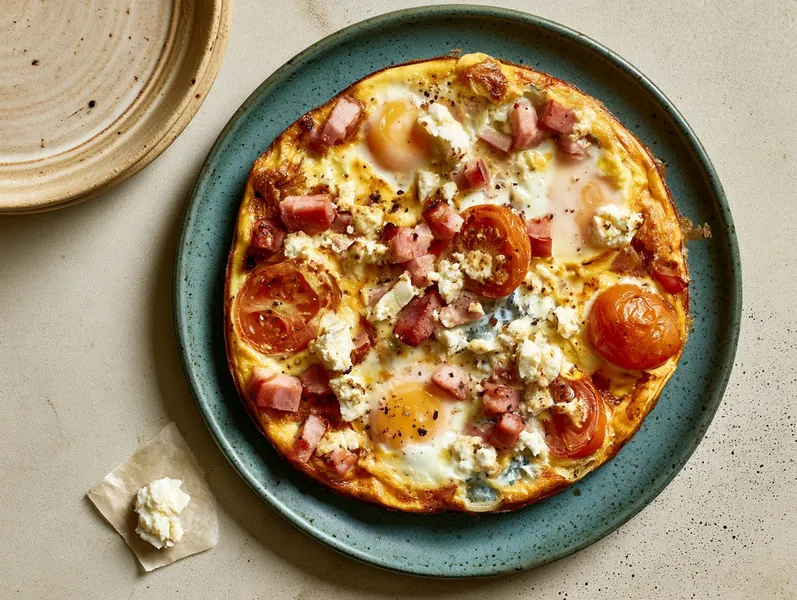 Keto-frittata med skinke, tomat og feta - Functional Foods