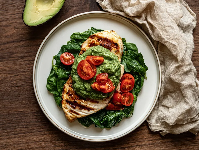 Keto-salat med stegt kylling og avocadodressing - Functional Foods
