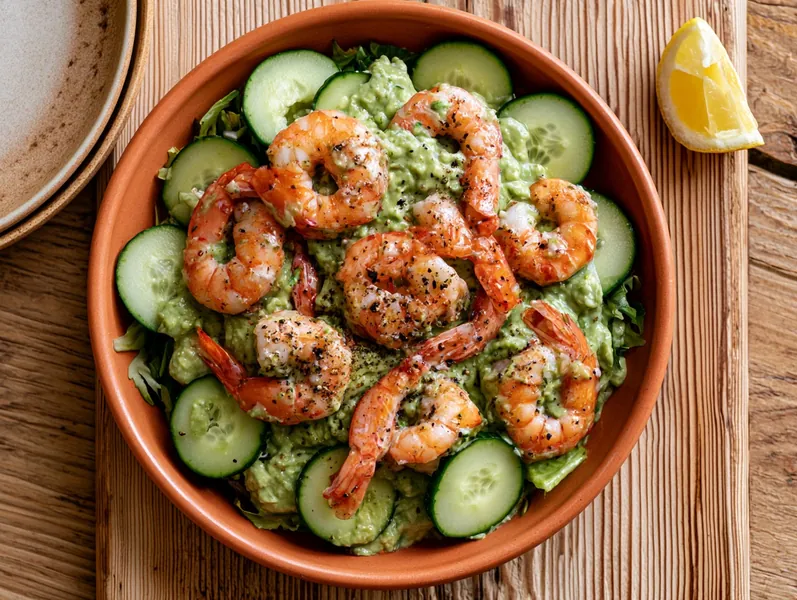Keto-salat med rejer og avocadodressing - Functional Foods