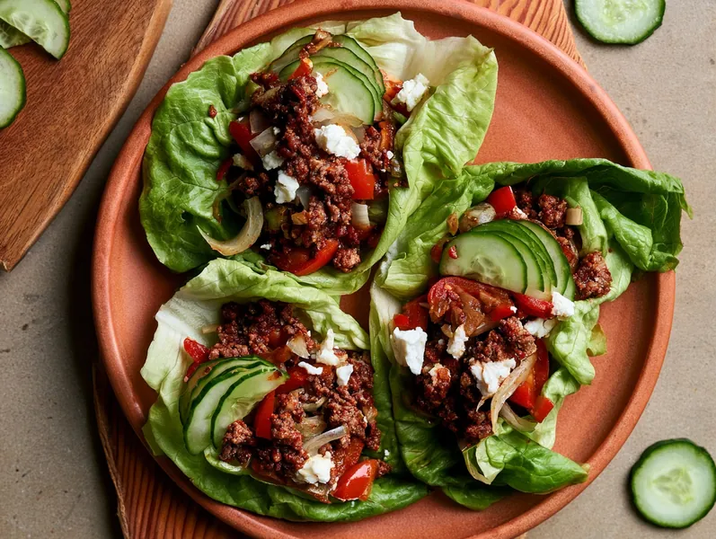 Keto wrap med krydret oksekød og feta - Functional Foods
