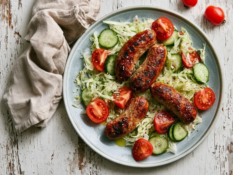 Stegte pølser med frisk salat - Functional Foods