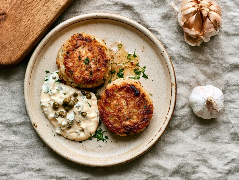 Fiskefrikadeller med remoulade-agtig sauce - Functional Foods