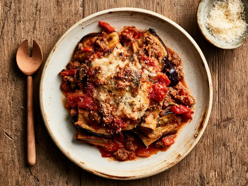 Lasagne med auberginer og hakket oksekød - Functional Foods
