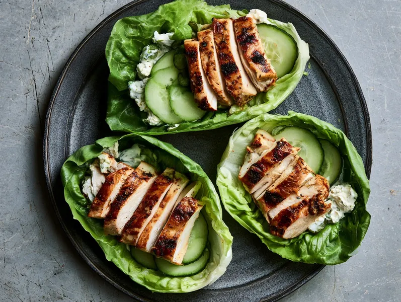 Salatwraps med kyllingebryst, flødeost og agurk - Functional Foods