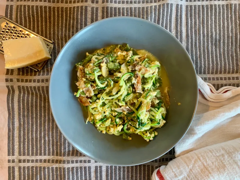 Spagettisquash no-carbonara - Ketoliv